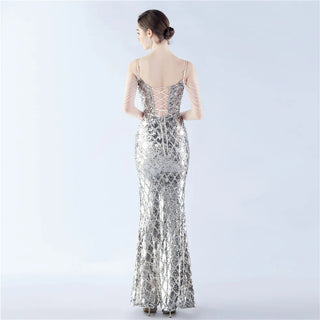 Off-Shoulder Sequin Formal Evening Dress - Long Party Maxi Dress