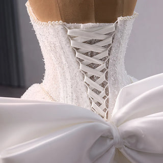 Fashion Bow Beading Sleeveless Bridal Wedding Dresses