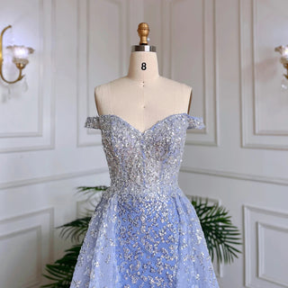 Blue Mermaid High Split With Skirt Sweetheart Strapless Beaded Party Dress: Formal Women Evening 2024