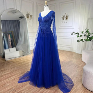 Luxury Dubai Royal Blue Evening Dress - Plus Size Formal Gown for Women's 2024 Wedding, Birthday Party, and Prom