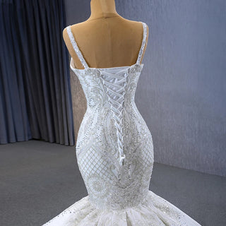 Sexy Spaghetti Strap Ivory Mermaid Wedding Dress for Women