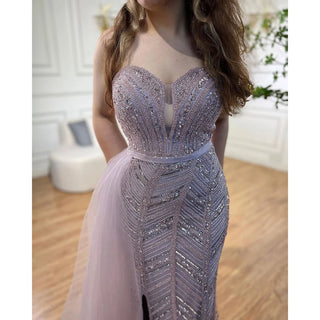 Arabic Turquoise Mermaid Evening Gown 2024: Sexy High Split, Beaded, for Women's Wedding Party