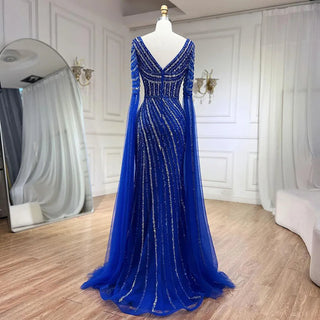 Blue Sweetheart Mermaid Evening Gown with Beaded Overskirt - Luxury Dress for Women's Wedding Party (2024)