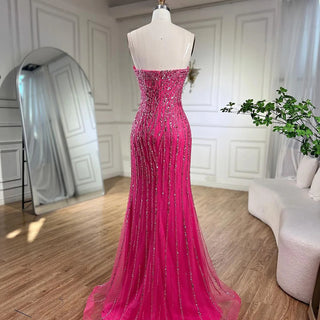 Dubai Caramel Dream: 2024 Mermaid Long Cloak Beaded Pearls Luxury Evening Gown - Dress for Women's Wedding Party