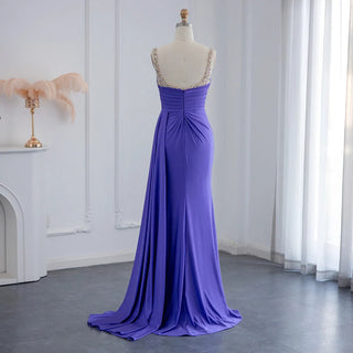 Regal in Purple: 2024 Dubai Luxury Mermaid Evening Dress with High Slit - Ideal for Women's Wedding Guest Formal Prom Gowns