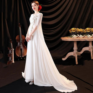 Elegant V-Neck Prom Dress with Floor-Length Skirt for Women Performance