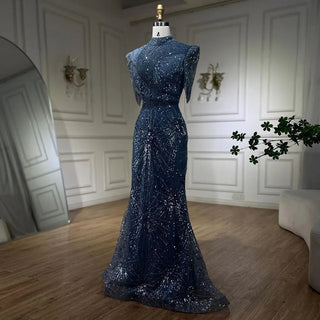 2024 Blue Mermaid Pink Elegant Beaded Short Tassel Luxury Evening Dresses Gowns for Woman Wedding Party