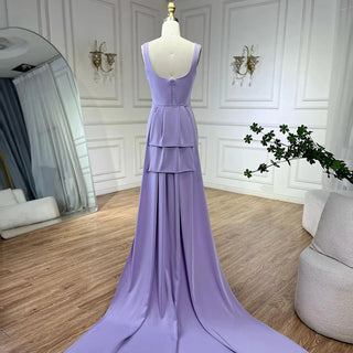 Elegant Lilac Scalloped Arabic Evening Dress - Luxury Dubai Butterfly Beaded Women's Wedding Party Gown