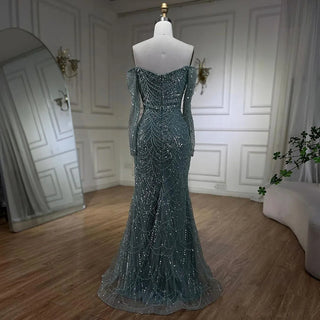 Dubai Nude Elegant Mermaid Evening Gown: Arabia Luxury Beaded for Women's Wedding Party 2024