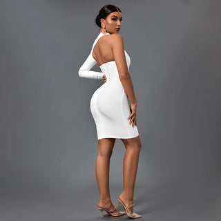 Ships in 1 to 3 Days - 2024 Summer White One-Shoulder Bodycon Mini Dress - Elegant Evening Dress for Women