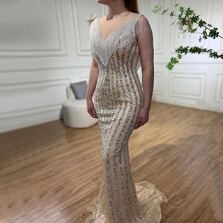 Luxury Sparkle Sleeveless Mermaid Evening Dress - Exquisite Beading, Sequined Details, Backless Design for a Sexy Fashion Statement