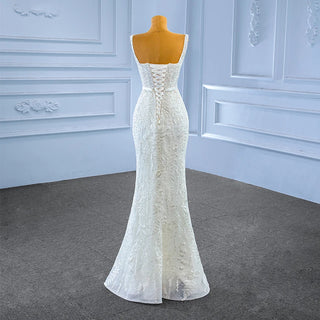 White Sexy Lace Mermaid Wedding Dress with Detachable Train