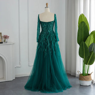 Luxury Dubai Sage Green Feathers Evening Dress for Women Elegant 2024 Lilac Burgundy Wedding Party Formal Gown