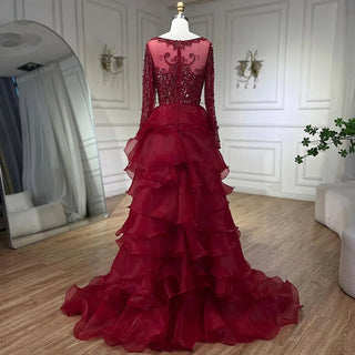 Ships in 1 to 3 Days - Fuchsia Mermaid Over Skirt Beaded Luxury Dubai Long Evening Dresses: Gowns for Women's Wedding Party 2024