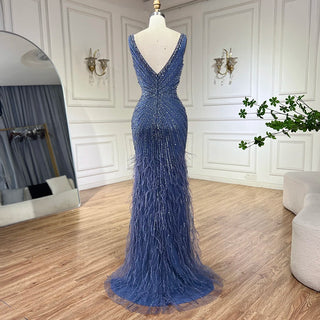 Luxury Dubai Caramel Spaghetti Strap Evening Dresses with Feathers For Women’s Wedding Party