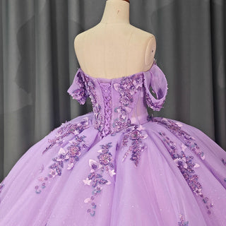 Luxury Rhinestone Lilac Long Tail Evening Gown