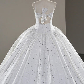 Elegant Spaghetti Strap Dot Ball Gown Bridal Wedding Dress