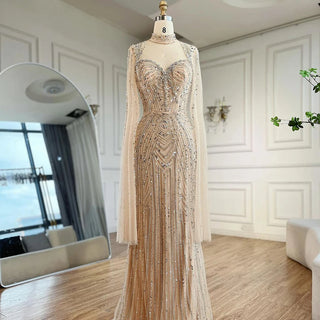 2024 Luxury Dubai Nude Sweetheart Mermaid Beaded Evening Gown for Women's Party