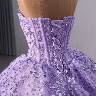 Shiny Sleeveless Purple Sweetheart Quinceañera Dresses For 15 Girls