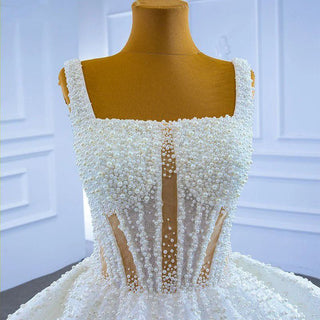 Luxury Heavy Beaded Pearls and Glitters Wedding Dress