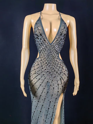 Ships in 1 to 3 Days - Starry Night Sequin Gown with High Slit