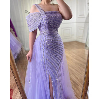 Ships in 1 to 3 Days - Turquoise Mermaid Evening Gown 2024: High Split, Luxury Beaded, Elegant for Women's Party