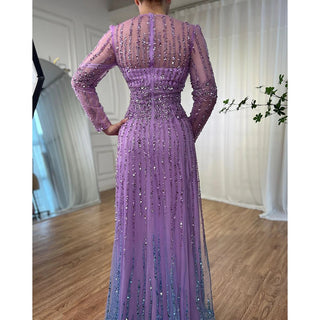 Muslim A-Line Beaded Luxury Arabic Evening Dress Gown 2024: for Women Wedding Party