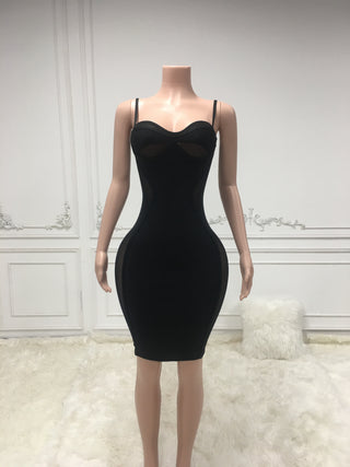 Ships in 1 to 3 Days -heer Panel Bodycon Dress with Sweetheart Neckline