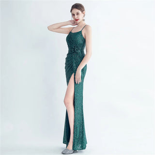 Sexy Women’s Strap Sequin Evening Maxi Dress