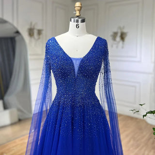 Luxury Dubai Royal Blue Evening Dress - Plus Size Formal Gown for Women's 2024 Wedding, Birthday Party, and Prom