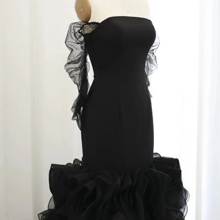 2024 Off-the-Shoulder Black Mermaid Evening Dress - Long Sleeves Formal Party Gown for Women in Dubai