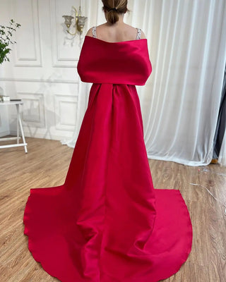 The Perfect Dubai Engagement Dress: Luxury Arabic Pink and Burgundy Mermaid Evening Dress with Cape (2024)