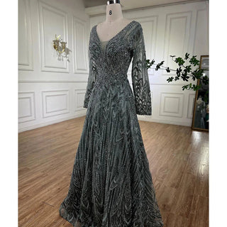 Navy Opulence: Luxury Crystal Evening Dresses for 2024 in Elegant Sage Green, Perfect for Plus Size Women's Wedding and Formal Parties.