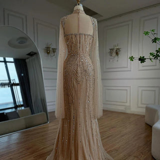 2024 Luxury Dubai Nude Sweetheart Mermaid Beaded Evening Gown for Women's Party