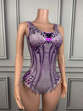 Dazzling Sequin Embellished Bodysuit with Intricate Patterns