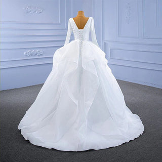 Satin Pure White Muslim Bridal Wedding Dress