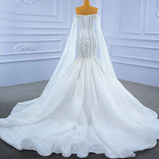 Elegant Crystals Heavy Beaded Strapless Mermaid Wedding Dress