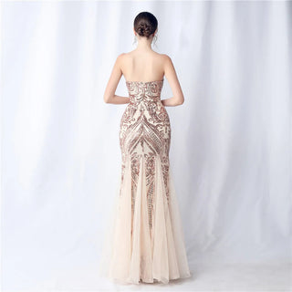 Sexy Strapless Sequin Bar Party Maxi Dress - Long Prom Evening Dress for Women