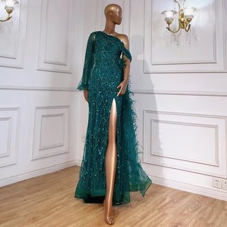 Turquoise Mermaid Overskirt Evening Dresses Gowns 2022 - Luxury Beaded Elegance for Women's Party