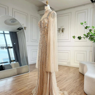 2024 Luxury Dubai Nude Sweetheart Mermaid Beaded Evening Gown for Women's Party