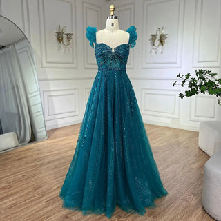 Arabic Elegant Purple Beaded A-Line Evening Gown 2024 Boat Neck Luxury Dress for Women Long Party Dress