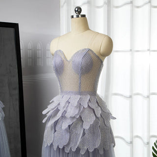 Lilac Strapless A-Line Evening Dress 2024 - Luxury Crystal Embellishments for Women's Wedding Party