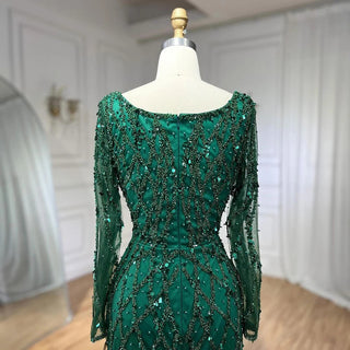 Elegant Green Split Mermaid Evening Gown 2024: Luxury Beaded Dubai for Women's Wedding Party