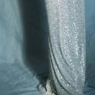 Muslim Silver Mermaid Elegant Evening Gown - Long Sleeves Sparkle for Women's Party 2024