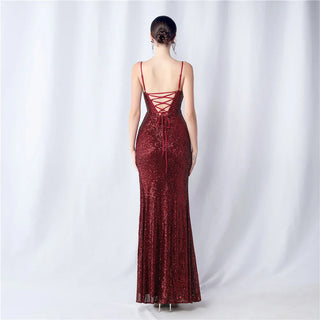 Sexy Strap Sequin Party Maxi Dress - Long Prom Evening Dress for Women