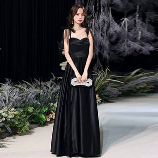 Elegant Black Sweetheart Satin A-Line Prom Dress - Evening Gown