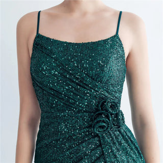 Sexy Women’s Strap Sequin Evening Maxi Dress