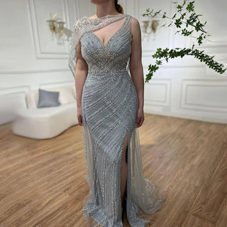 Dubai Champagne Luxury Sleeveless Evening Dresses 2024 - Sparkling Diamond Embellishments and Backless Design for Formal Serene Hill Events