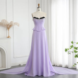 Lilac Two-Piece Evening Dress Scalloped Corset Luxury Dubai Prom Party Gown for Women