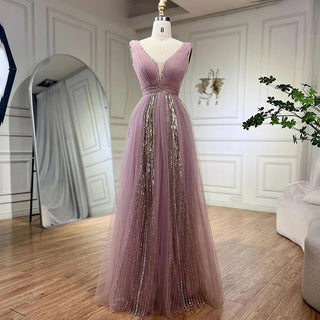 Luxury Dubai Wedding Party Gowns: Elegant Pink Evening Dress with Cape Sleeves for Arabic Women in Sage Green and Yellow